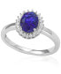 Фото #1 товара Suzy Levian Sterling Silver Cubic Zirconia Blue Oval Halo Ring