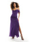 ASOS DESIGN ruffle bardot maxi dress with twist detail in purple