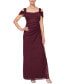 ფოტო #1 პროდუქტის Petite Cold-Shoulder Draped Metallic Gown