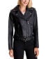 Фото #2 товара Women's Belted Leather Moto Coat, Created for Macy's