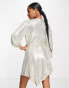 Фото #4 товара Forever New Petite knot front embellished mini dress in champagne silver