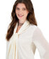 Фото #3 товара Women's Tie-Neck Sheer-Long-Sleeve Blouse, Created for Macy's