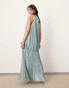 Фото #3 товара ASOS EDITION ultimate fringe racer neck maxi dress in powder blue