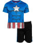 Фото #1 товара Little Boys Avengers Captain America Iron Man Venom Hulk Cosplay Athletic T-Shirt and Shorts Outfit Set to