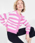 Фото #1 товара Women's Striped Sequin Cardigan, Created for Macy's