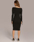 Women's Asymmetric-Neck Rib-Knit Dress