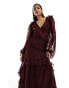 Фото #4 товара ASOS DESIGN devoree cut out waist maxi dress with open back in burgundy