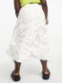 COLLUSION Plus western ruched tiered midi skirt in white