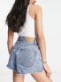 Фото #4 товара Cotton:On high waist mom rip denim shorts in blue