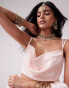 Kanya London scoop neck glitter spaghetti strap top co-ord in blush