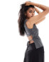 Pieces sleeveless top with cut out back in grey