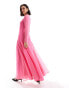 Фото #3 товара ASOS DESIGN sheer chiffon midaxi tent dress in bright pink