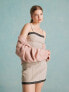 Фото #1 товара Miss Selfridge trim detail bodycon mini dress in beige pinstripe