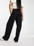 Vero Moda linen touch soft tailored wide leg trousers in black