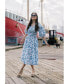 Фото #3 товара Leandra Blue Smocked V-Neck Midi Dress