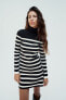 Striped knit mock turtleneck dress