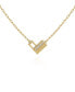 ფოტო #1 პროდუქტის Gold-Tone Chain and Heart Pave Rhinestone Pendant Necklace