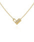 Фото #1 товара Gold-Tone Chain and Heart Pave Rhinestone Pendant Necklace