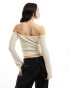 Фото #4 товара ASOS DESIGN cosy knitted bardot top in stone