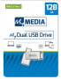Фото #3 товара Verbatim MyDual - 128 GB - USB Type-A / USB Type-C - 3.2 Gen 1 (3.1 Gen 1) - Swivel - 9 g - Silver