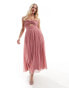 Anaya bandeau tulle midi dress with cut out detail dusty pink