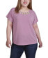 Фото #1 товара Plus Size Short Sleeve Top with Cutouts and Hardware