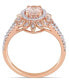 ფოტო #2 პროდუქტის Morganite (3/4 ct. t.w.) and Diamond (1/5 ct. t.w.) Floral Halo Ring in 10k Rose Gold
