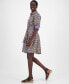 Фото #3 товара Women's Cotton Floral Roll-Tab Shirtdress