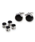 ფოტო #2 პროდუქტის Rhodium-plated Black Enameled Cuff Link and Tuxedo Studs Set