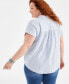 Фото #2 товара Блузка Style & Co. Рубашка с коротким рукавом из хлопкового шифона для больших размеров, созданная для Macy's