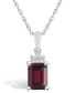 ფოტო #1 პროდუქტის Garnet (2 Ct. T.W.) and Diamond (1/10 Ct. T.W.) Pendant Necklace in 14K White Gold