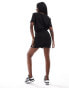 In The Style exclusive ruched side bodycon t-shirt dress in black