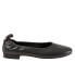 Trotters Gia T2252-001 Womens Black Wide Leather Slip On Ballet Flats Shoes