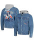 Фото #1 товара Men's New England Patriots Hooded Full-Button Denim Jacket