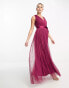 Фото #4 товара Anaya wrap front maxi tulle dress in red plum