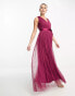 Anaya wrap front maxi tulle dress in red plum