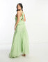 Фото #4 товара ASOS DESIGN Petite plunge pleated tiered maxi dress in sage green