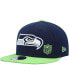 Фото #1 товара Men's College Navy, Neon Green Seattle Seahawks Flawless 9FIFTY Snapback Hat