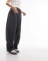 Topshop tailored toggle waist wide leg trouser in grey