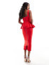 Фото #5 товара Vesper sweetheart neckline peplum midi dress in red