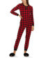 Фото #1 товара Women's Buffalo Plaid Long Sleeve Tapered Bottom 2 Piece Pajama Set