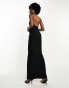 Vesper Tall v neck low back maxi dress in black Черный, 34 - фото #3