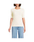 ფოტო #1 პროდუქტის Women's Drapey Rib Skimming Elbow Sleeve Crew Neck T-shirt