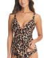 Фото #3 товара Women's Cheetah V-Hem Tie-Back Tankini Top, Created for Macy's