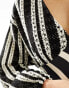 Фото #6 товара Never Fully Dressed crochet balloon sleeve maxi dress in monochrome stripe