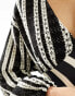 Never Fully Dressed crochet balloon sleeve maxi dress in monochrome stripe