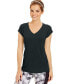 Ideology Women's Heathered Short-Sleeve V Neck Tee Black M