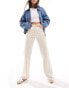 Фото #2 товара Object mid rise twill wide leg jeans in cream