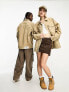 Фото #4 товара Calvin Klein Jeans Unisex extreme oversized denim jacket in beige - exclusive to ASOS
