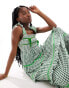 Фото #4 товара Neon Rose gingham ruffle tiered midaxi dress in forest green